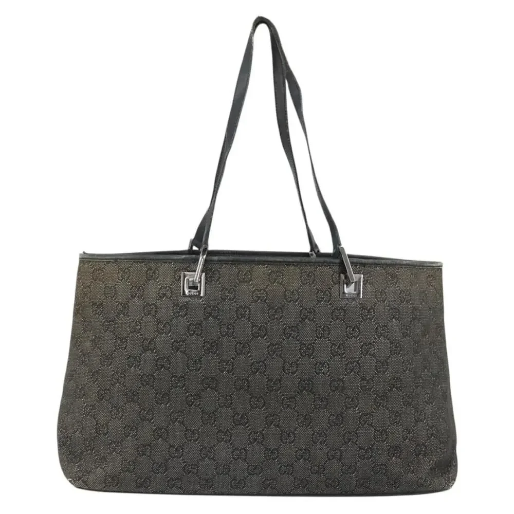Gucci GG Canvas Tote Bag Black Silver 36173